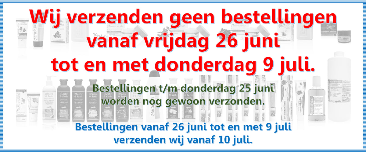 Geen bezorging juni-juli 2026